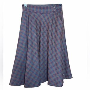 Vintage Spitalnick 100% Wool Plaid Midi Skirt Lined Flowy Dark Academia SZ-8
